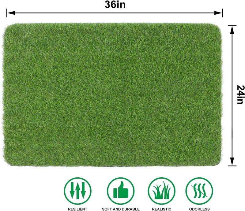OLanto Artificial Grass Door Mat, Turf Grass Front Door Mats Outdoor/Indoor, Realistic Fake Grass Rug for Entrance, Dog, Patio, Camper, Home Decor, 24" x 36" - Image 2